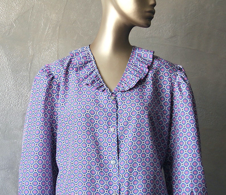 60/'S printed ruffled-neck blouse