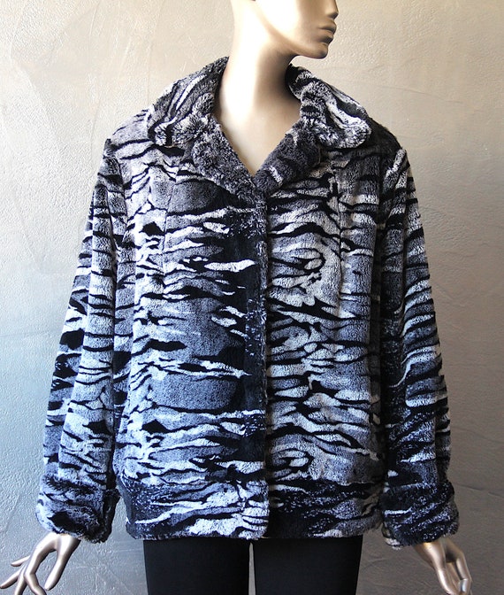 80's zebra faux fur jacket - image 2