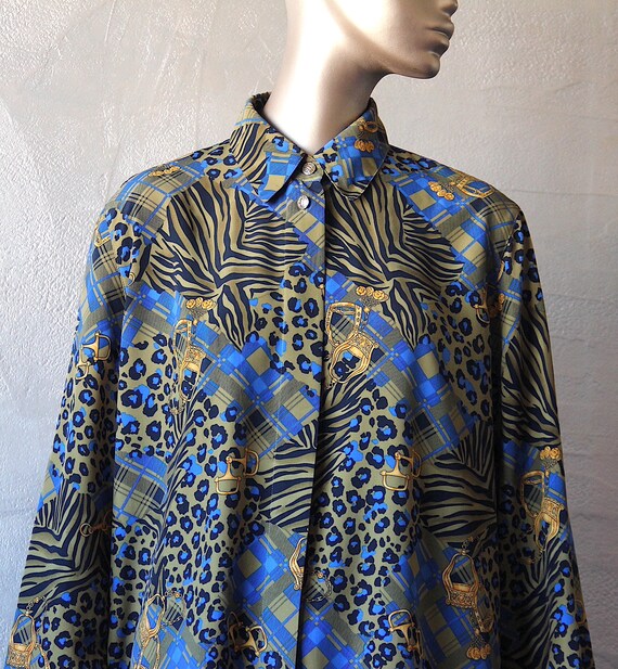 80's animal print satin blouse - image 7