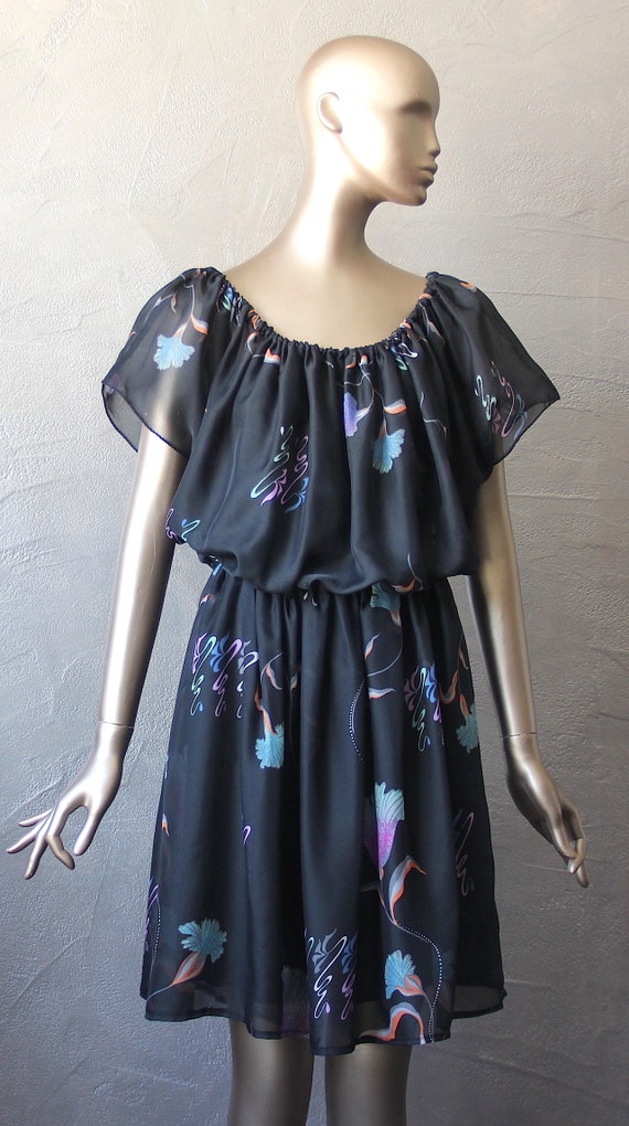 70'S dress in printed voile - image 9