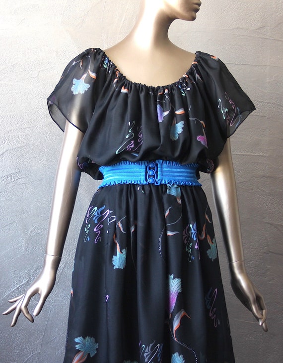 70'S dress in printed voile - image 2
