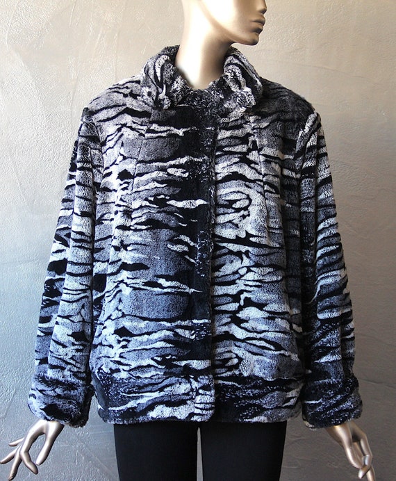 80's zebra faux fur jacket - image 1