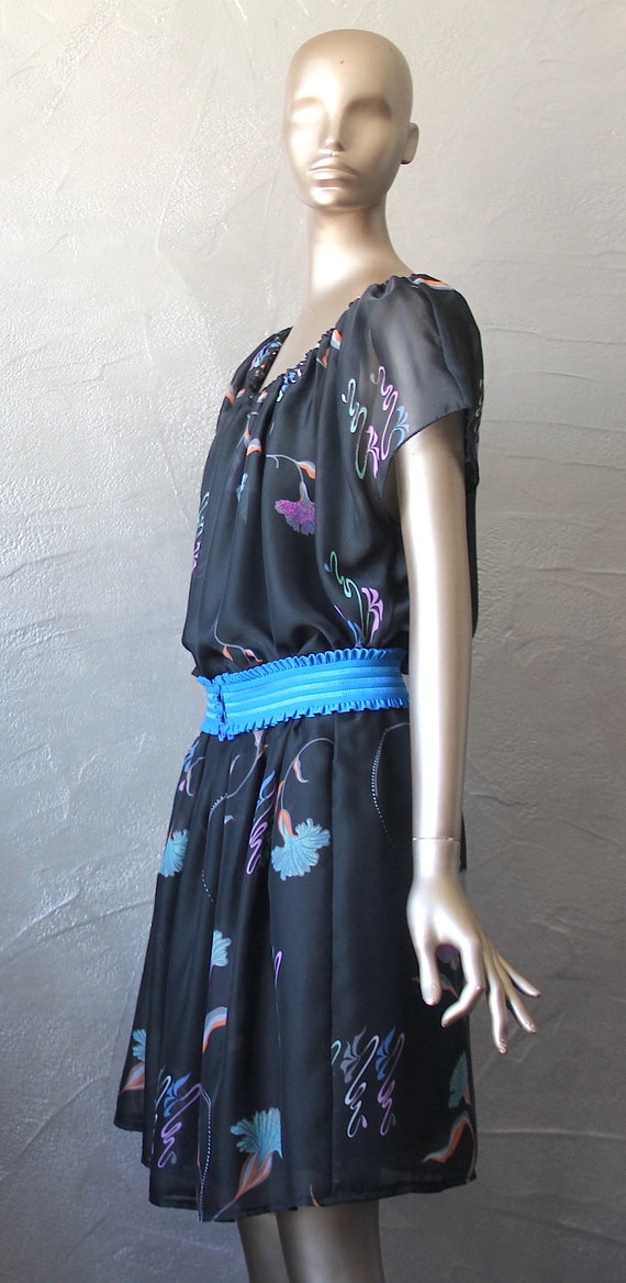 70'S dress in printed voile - image 3