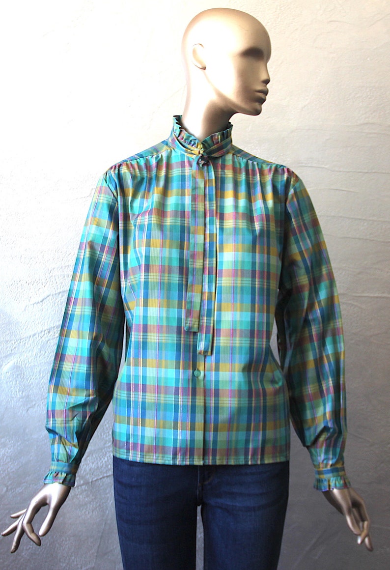 80's Blouse With Pleated Ruffle Collar - Etsy