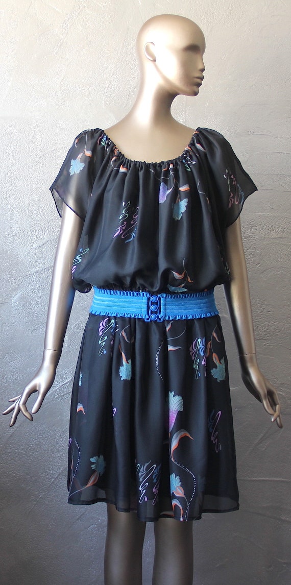 70'S dress in printed voile - image 5