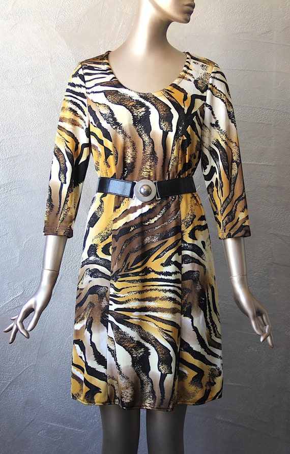 70's panther print dress - image 1