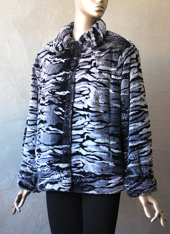 80's zebra faux fur jacket - image 3