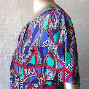 80's satin blouse with colorful print image 8