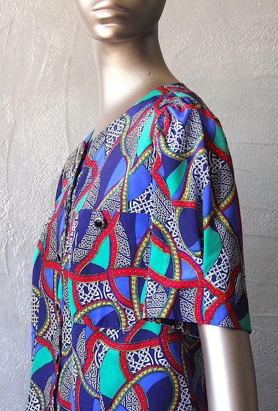 80's satin blouse with colorful print - image 8