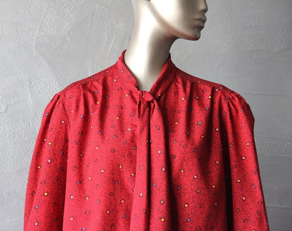 80's red blouse with Lavallière collar - image 8