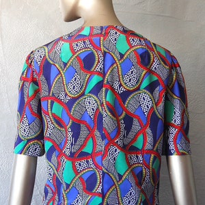 80's satin blouse with colorful print image 10