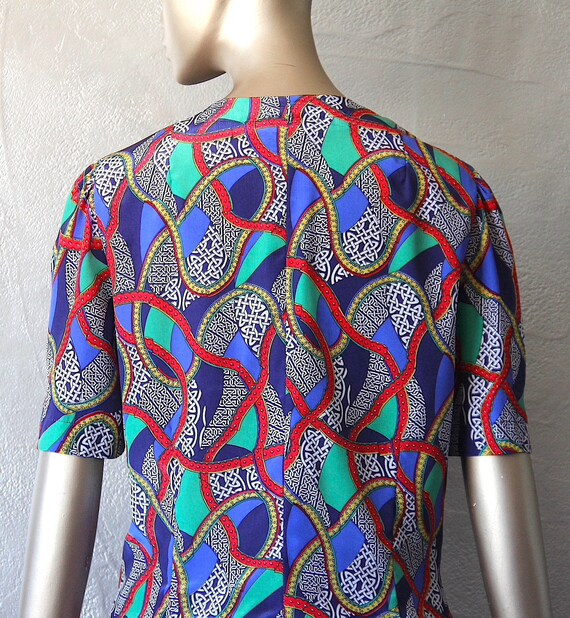 80's satin blouse with colorful print - image 10