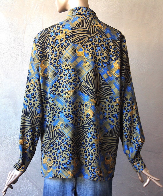 80's animal print satin blouse - image 9