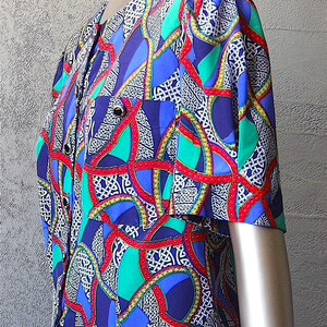 80's satin blouse with colorful print image 9