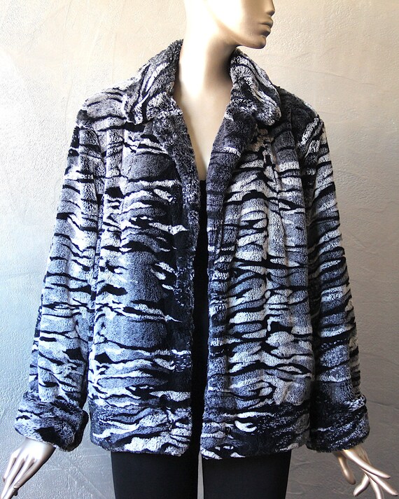 80's zebra faux fur jacket - image 7