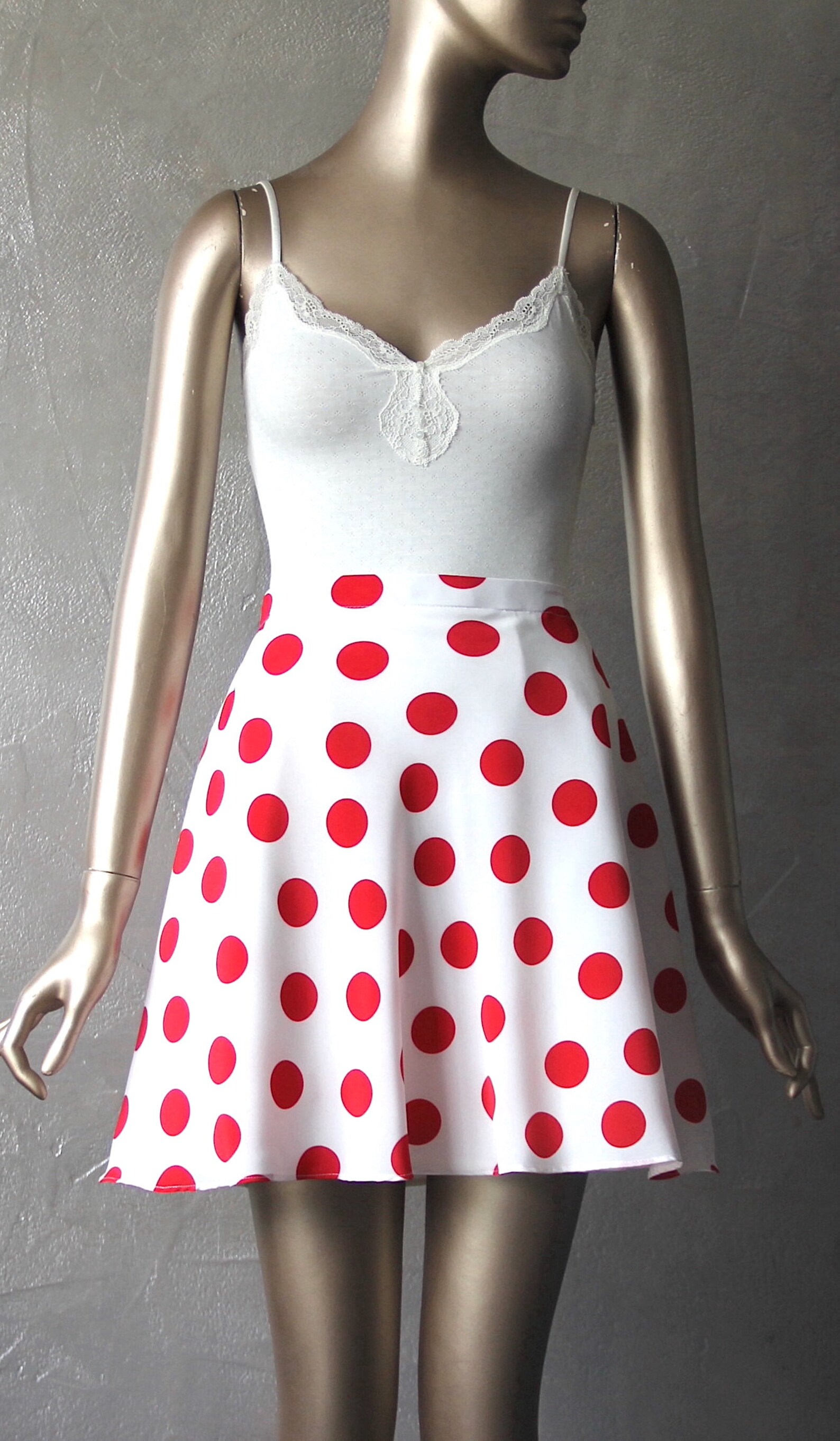 Vintage 90’s red polka dot layered mini skirt