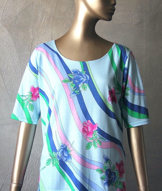 Vintage 70's printed knit tunic - image 1