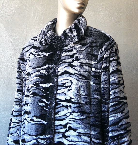 80's zebra faux fur jacket - image 5