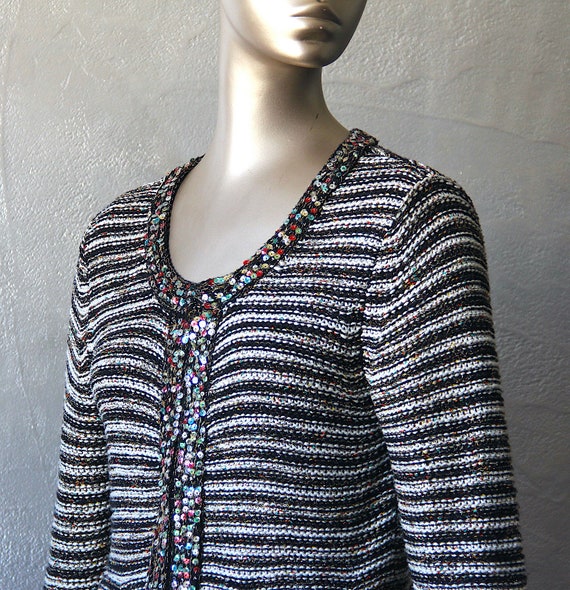 René Derhy Cardigan in Striped Mesh and 