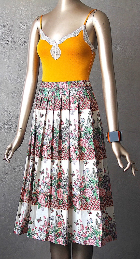 80's cotton skirt with garden print - image 5