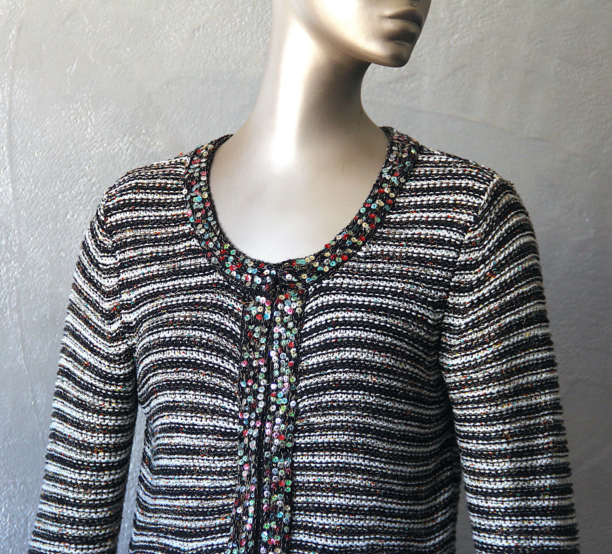 René Derhy Cardigan in Striped Mesh and 