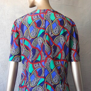 80's satin blouse with colorful print image 7