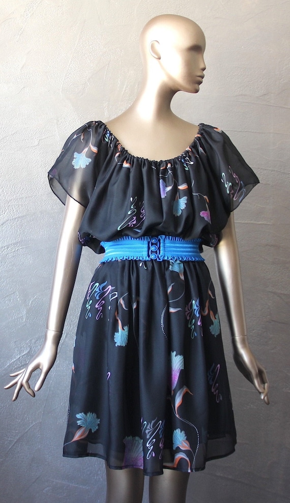 70'S dress in printed voile - image 1
