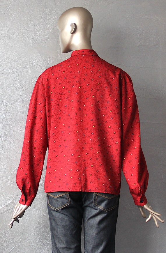 80's red blouse with Lavallière collar - image 9