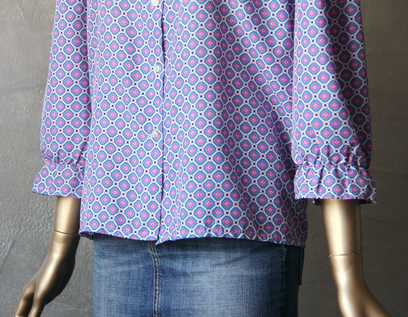 60/'S printed ruffled-neck blouse