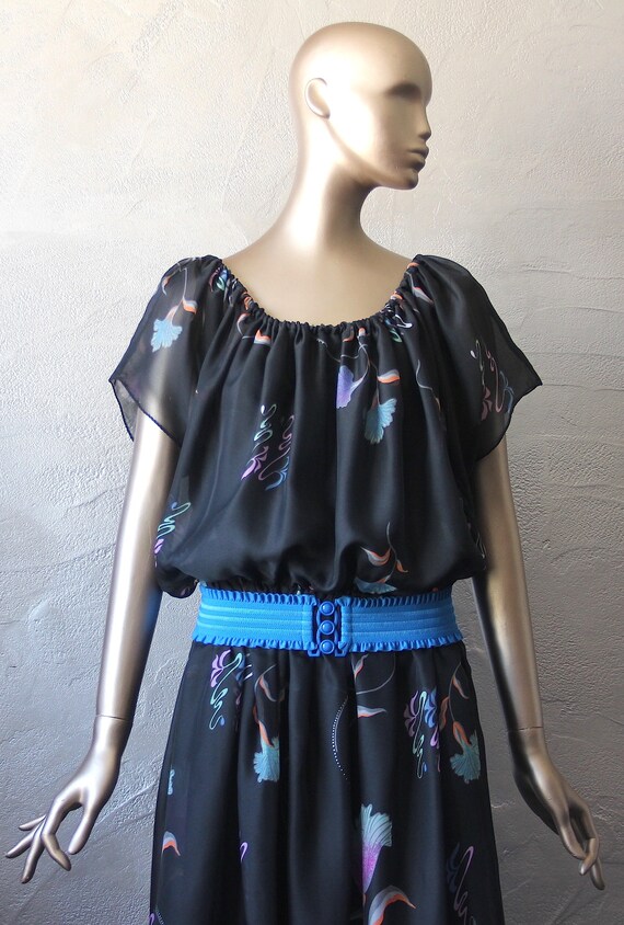 70'S dress in printed voile - image 6