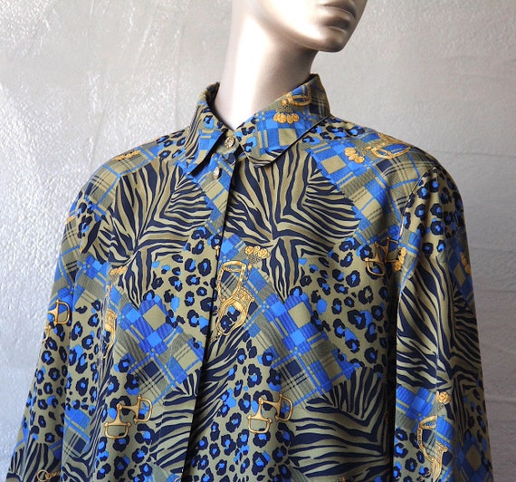 80's animal print satin blouse - image 8