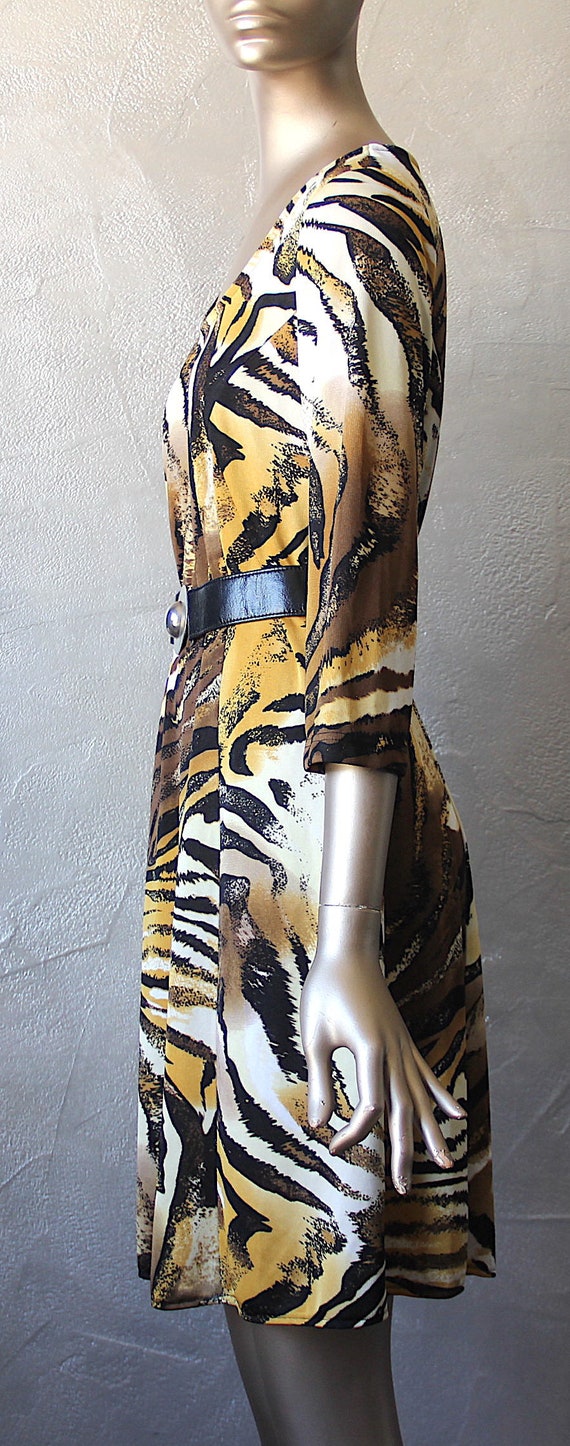 70's panther print dress - image 3