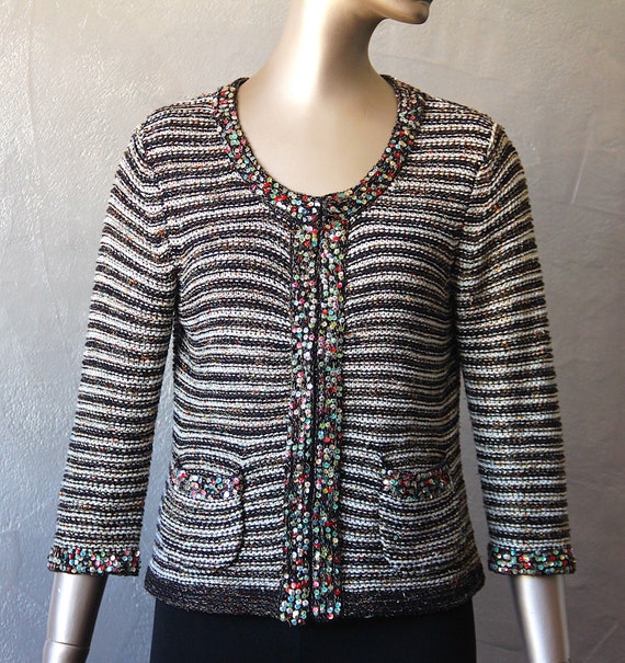 Haut à Manches Longues René Derhy Perlé Et Sequin - Taille L - Couleur Violet - Occasion Très Bon état