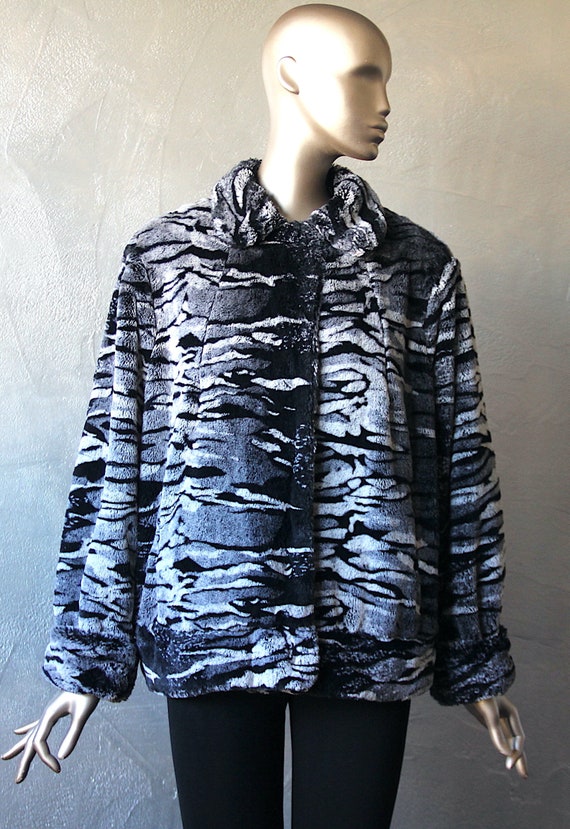 80's zebra faux fur jacket - image 6