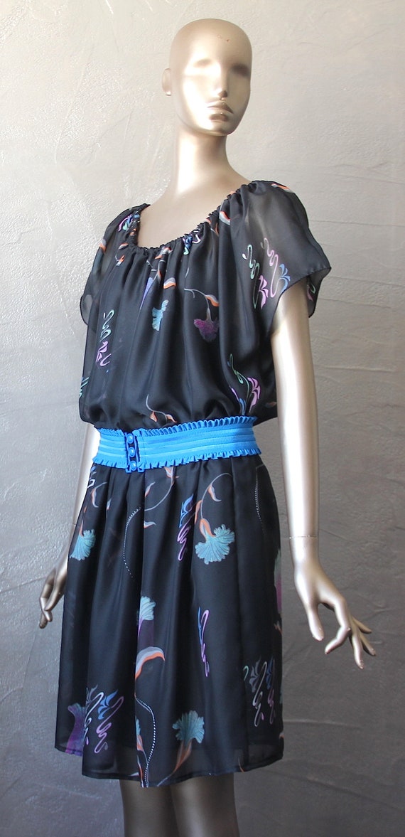 70'S dress in printed voile - image 8