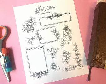 Flowers journaling cutouts
