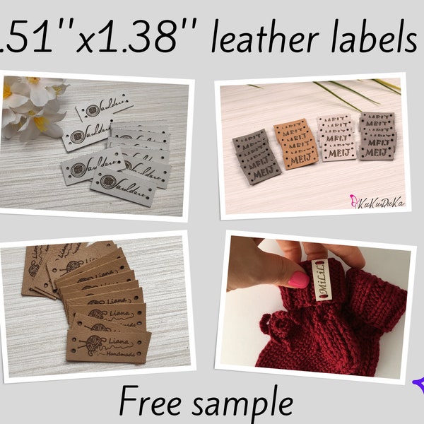 Echtleder-Etiketten 1,3×3,5 cm für Handmade-Artikel, Laser-Gravur-Anhänger, Häkelschilder, Strickzeug, Logo-Anhänger