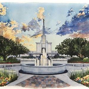 Denver Temple, LDS temple, lds art, castle print, watercolor temple, lds temple print, lds wedding gift, anniversary, lds temple art, temple