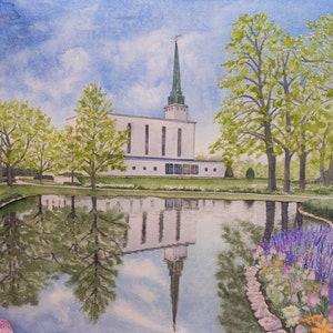 Templo de Londres, paisaje inglés, arte del templo SUD, arte SUD, grabado del castillo, templo de acuarela, impresión del templo SUD, regalo de bodas SUD, aniversario