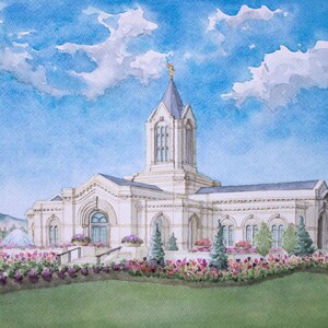 Fort Collins Temple, Colorado temple, lds art, castle print, watercolor temple, lds temple print, lds wedding gift, wedding anniversary