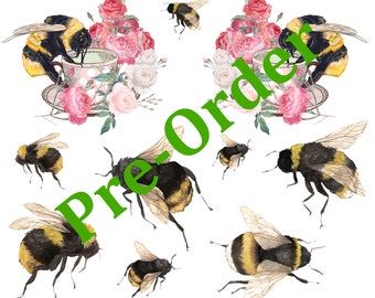 PRE-ORDER Large Buzzing Bees Fabric Applique Free US Shipping