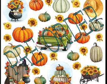 PRE-ORDER A Country Halloween Vintage Truck Fabric Applique Free U S Shipping