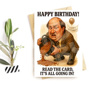 Carte d'anniversaire amusante – Parodie de déversement de chili inspirée de Kevin – Salutation sarcastique au bureau pour un collègue ou un ami