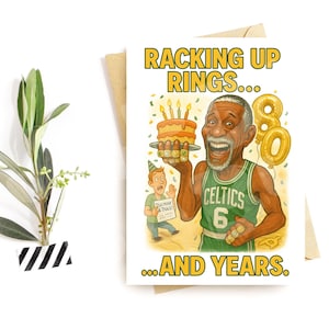Carte d'anniversaire sportive amusante - « Accumuler des bagues... et des années » - Carte de blague audacieuse sur le vieillissement pour lui - Cadeau pour fan de basket-ball