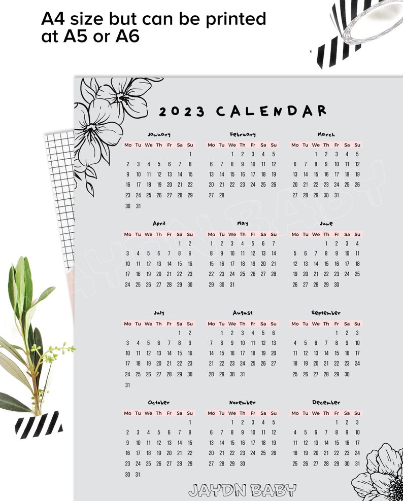 20222025 Printable Calendars Desk Calendar Yearly Hand Etsy