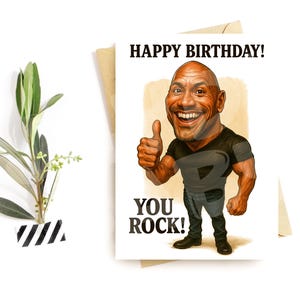 Grappige verjaardagskaart voor hem – karikatuurgroet voor mannen – You Rock Thumbs Up Card