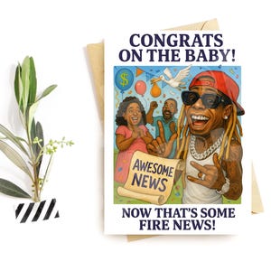 Carte de félicitations drôle de bébé – Parodie de faire-part de battage publicitaire – Fête de naissance de bébé