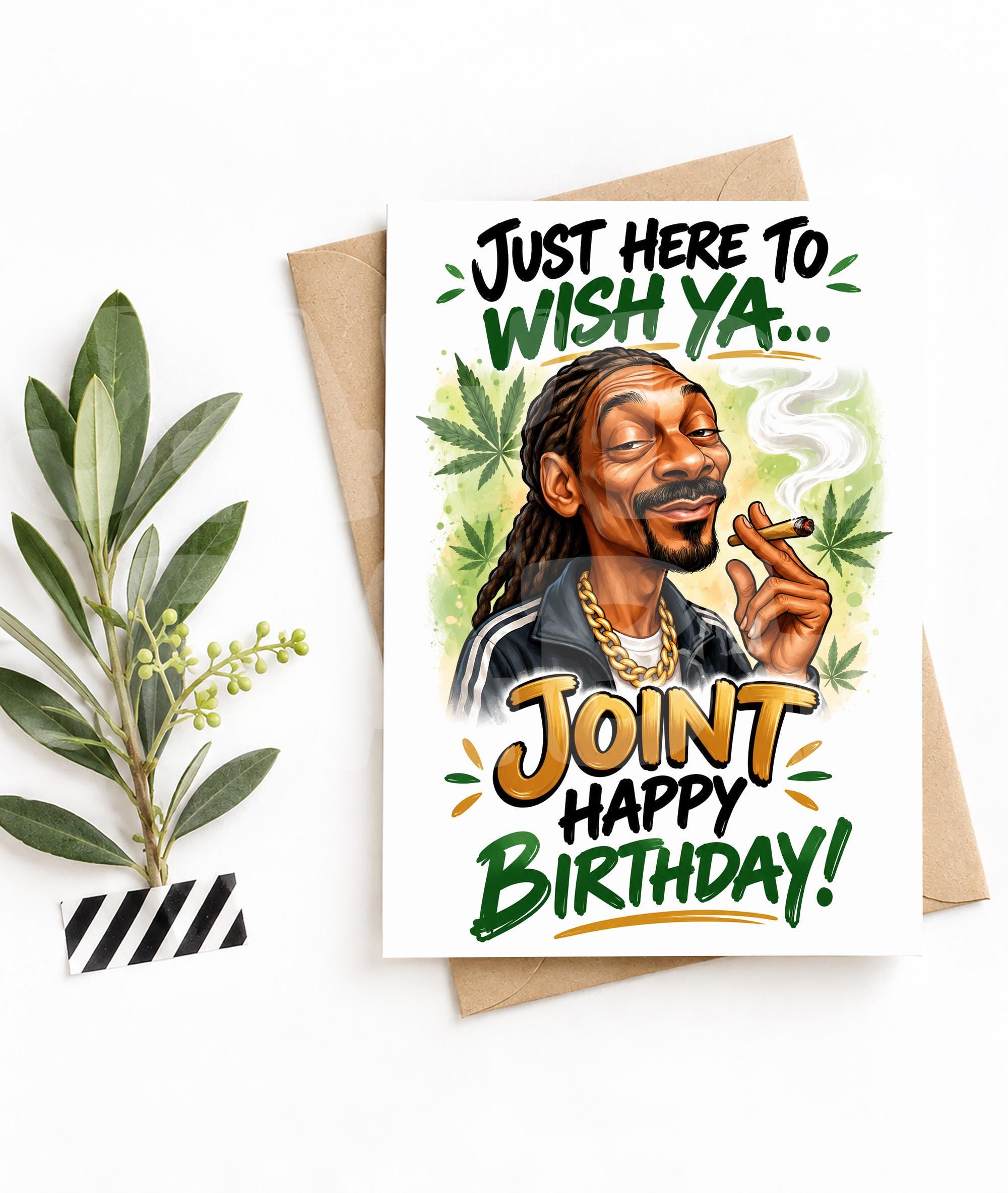 Funny Stoner Birthday Card for Him, 420 Weed Humor, Hip Hop