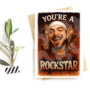 Carte d'anniversaire drôle de rockstar - Carte de voeux parodie de rappeur - Carte d'anniversaire Hype Music
