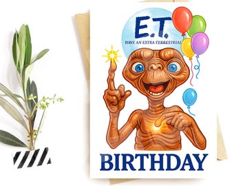 Funny Alien Birthday Card – Sci-Fi 80s Movie Parody